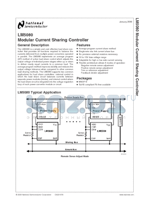 LM5080MM datasheet - Modular Current Sharing Controller