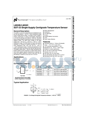 LM50CIM3X datasheet - SOT-23 Single-Supply Centigrade Temperature Sensor