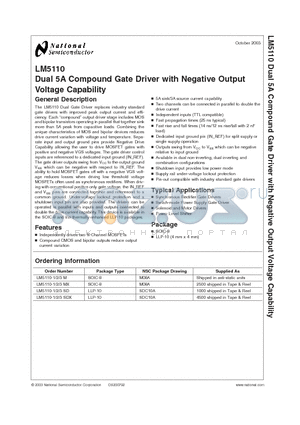 LM5110-2MX datasheet - Dual 5A Compound Gate Driver with Negative Output Voltage Capability