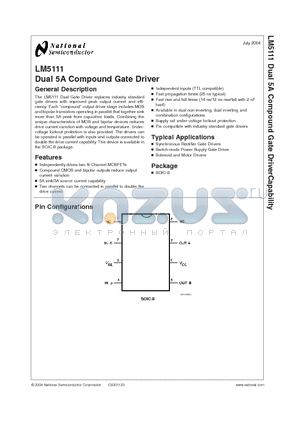 LM5111-3M datasheet - Dual 5A Compound Gate Driver