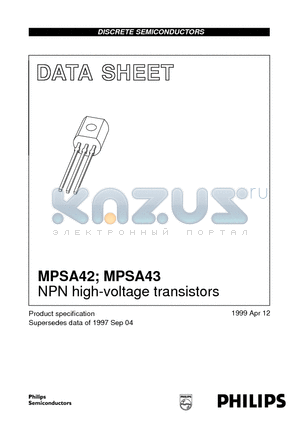 MPSA43 datasheet - NPN high-voltage transistors