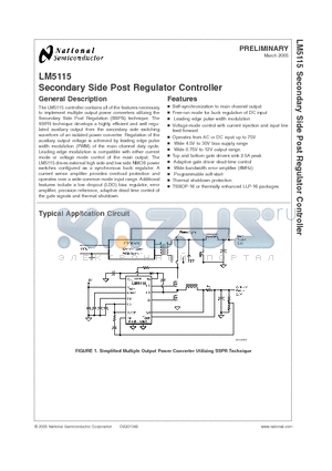 LM5115MMX datasheet - Secondary Side Post Regulator Controller
