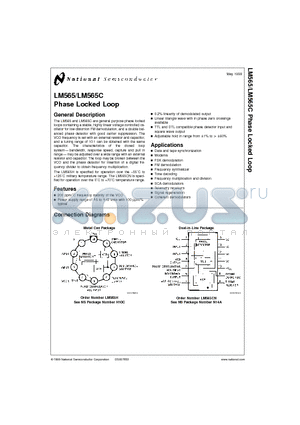 LM565CN datasheet - Phase Locked Loop