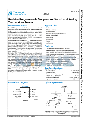 LM57 datasheet - Resistor-Programmable Temperature Switch and Analog Temperature Sensor