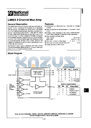 LM604IN datasheet - 4 CHANNEL MUX-AMP