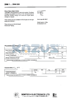 ZMM7.5 datasheet - SILICON PLANAR POWER ZENER DIODES