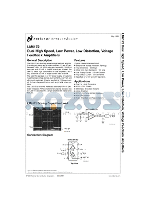 LM6172 datasheet - Dual High Speed, Low Power, Low Distortion, Voltage Feedback Amplifiers