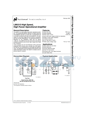 LM6313N datasheet - High Power Operational Amplifier
