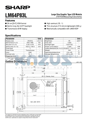 LM64P83 datasheet - Large Size Graphic Type LCD Module(FA/POS/Measuring instruments)