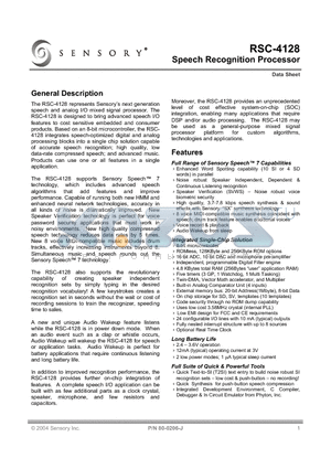 RSC-4128 datasheet - Speech Recognition Processor