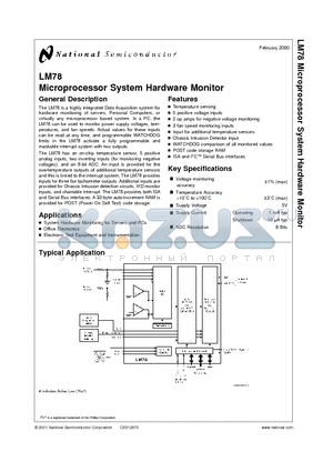 LM78CCVF datasheet - Microprocessor System Hardware Monitor