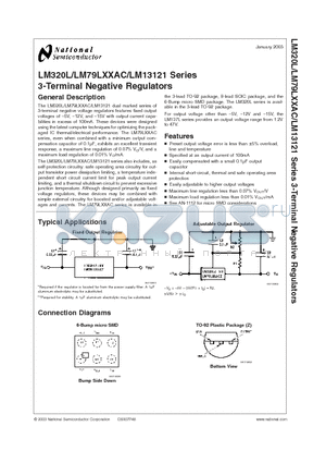 LM79L05ACMX datasheet - 3-Terminal Negative Regulators