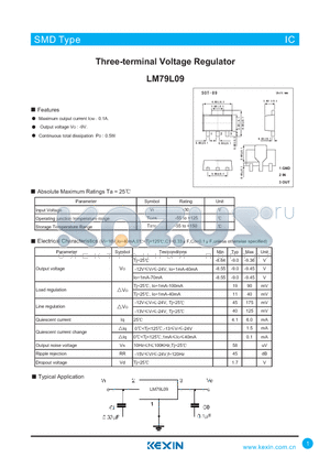 LM79L09 datasheet - Three-terminal Voltage Regulator