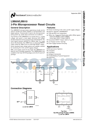 LM809M3-2.63 datasheet - 3-Pin Microprocessor Reset Circuits