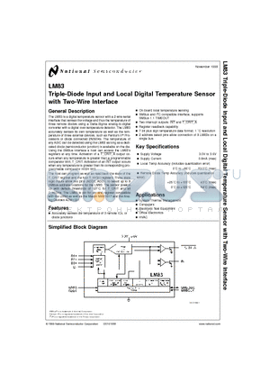 LM83CIMQA datasheet - Triple-Diode Input and Local Digital Temperature Sensor with Two-Wire Interface