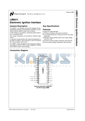 LM9011M datasheet - Electronic Ignition Interface