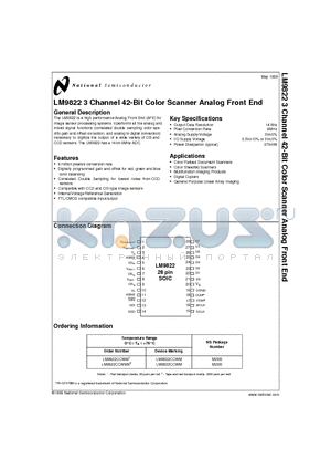 LM9822CCWMX2 datasheet - LM9822 3 Channel 42-Bit Color Scanner Analog Front End