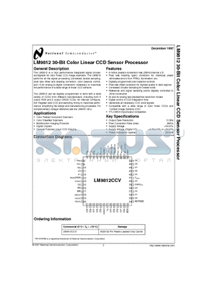 LM9812CCV datasheet - LM9812 30-Bit Color Linear CCD Sensor Processor
