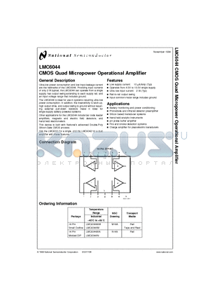 LMC6044IM datasheet - CMOS Quad Micropower Operational Amplifier