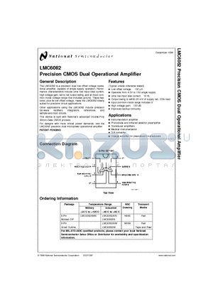 LMC6082IN datasheet - Precision CMOS Dual Operational Amplifier