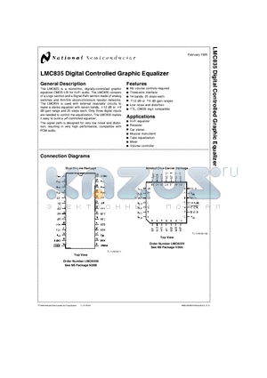 LMC835V datasheet - LMC835 Digital Controlled Graphic Equalizer