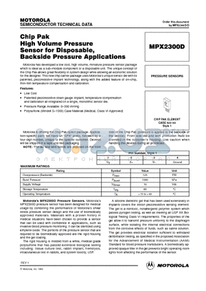 MPX2300D datasheet - PRESSURE SENSORS