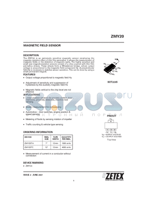 ZMY20TA datasheet - MAGNETIC FIELD SENSOR