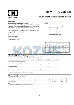 ZMY27 datasheet - SILICON PLANAR POWER ZENER DIODES