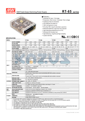 RT-65_11 datasheet - 65W Triple Output Switching Power Supply