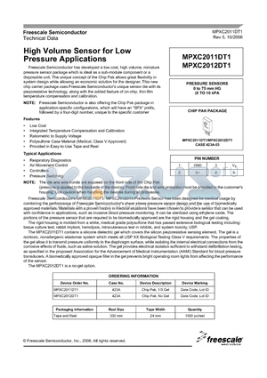 MPXC2012DT1 datasheet - High Volume Sensor for Low Pressure Applications