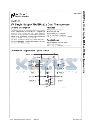 LMS202 datasheet - 5V Single Supply TIA/EIA-232 Dual Transceivers