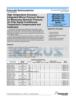 MPXHZ6115A datasheet - High Temperature Accuracy Integrated Silicon Pressure Sensor for Measuring Absolute Pressure