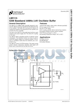 LMV115MGX datasheet - GSM Baseband 30MHz 2.8V Oscillator Buffer