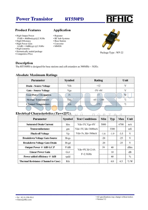 RT550PD datasheet - Power Transistor
