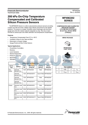 MPXM2202G datasheet - 200 kPa On-Chip Temperature Compensated and Calibrated Silicon Pressure Sensors