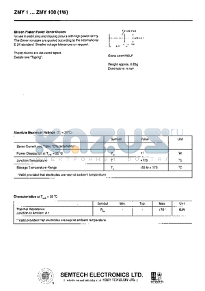 ZMY6.8 datasheet - SILICON PLANAR POWER ZENER DIODES