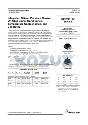 MPXV4115V6T1 datasheet - Integrated Silicon Pressure Sensor On-Chip Signal Conditioned,