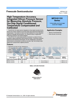 MPXV6115V datasheet - High Temperature Accuracy Integrated Silicon Pressure Sensor