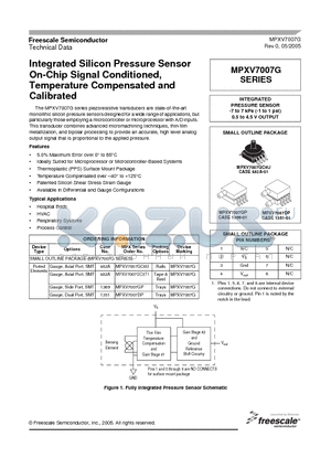 MPXV7007DP datasheet - Integrated Silicon Pressure Sensor On-Chip Signal Conditioned, Temperature Compensated and Calibrated