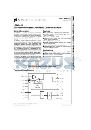 LMX2411 datasheet - Baseband Processor for Radio Communications