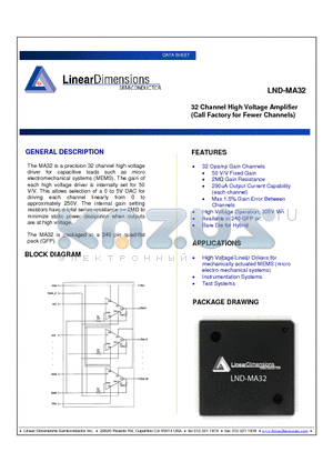 LND-MA32 datasheet - 32 Channel High Voltage Amplifier