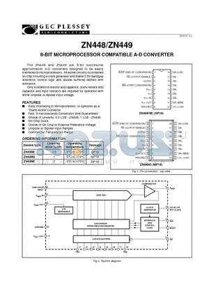 ZN449D datasheet - 8-BIT MICROPROCESSOR COMPATIBLE A-D CONVERTER