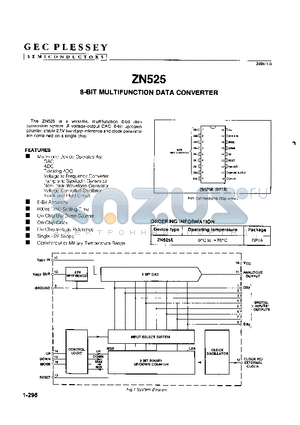 ZN525 datasheet - 8-BIT MULTIFUNCTION DATA CONVERTER