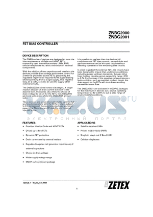 ZNBG2000 datasheet - FET BIAS CONTROLLER