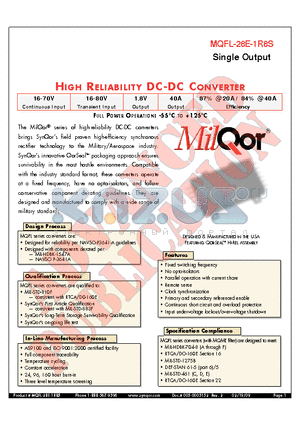 MQFL-28E-1R8S-Y-ES datasheet - HIGH RELIABILITY DC-DC CONVERTER