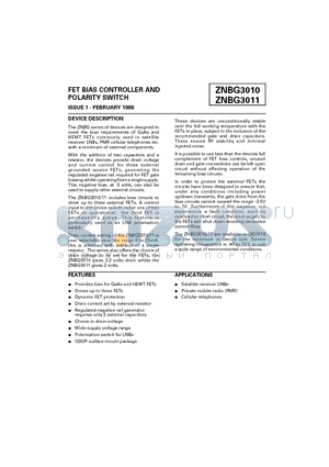 ZNBG3011Q16 datasheet - FET BIAS CONTROLLER AND POLARITY SWITCH