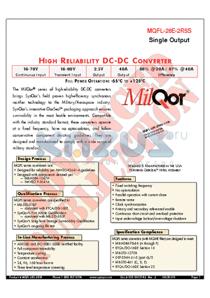 MQFL-28E-2R5S datasheet - HIGH RELIABILITY DC-DC CONVERTER