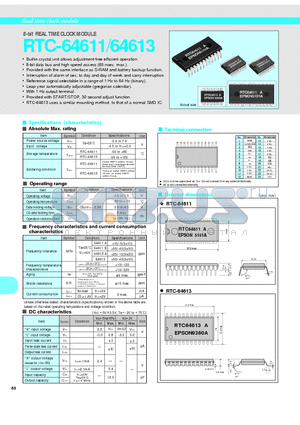 RTC-64613 datasheet - 8-bit REAL TIME CLOCK MODULE