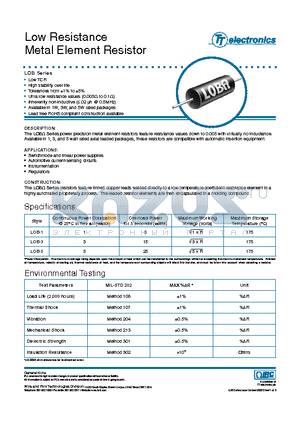 LOB-5R010FLFLT datasheet - Low Resistance Metal Element Resistor