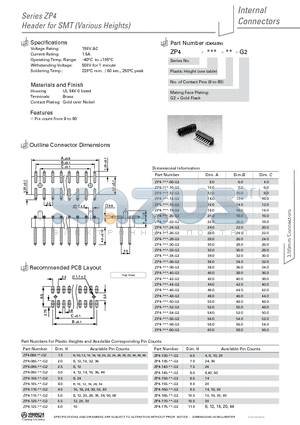 ZP4-105-18-G2 datasheet - Header for SMT (Various Heights)